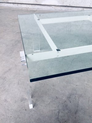 Danish Poul Kjaerholm Style Metal, Acrylic Glass & Glass Coffee Table, 1960s-RQV-837495