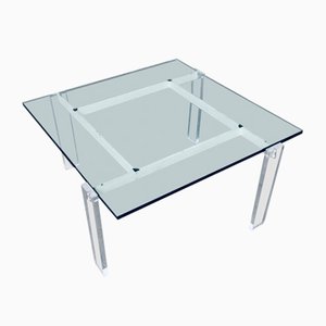 Danish Poul Kjaerholm Style Metal, Acrylic Glass & Glass Coffee Table, 1960s-RQV-837495