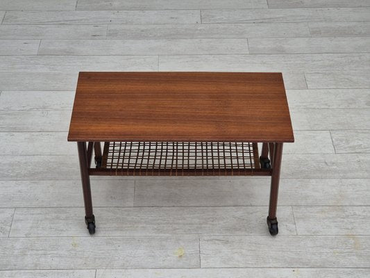 Danish Rattan & Teak Side Table, 1970s-TMW-2028166