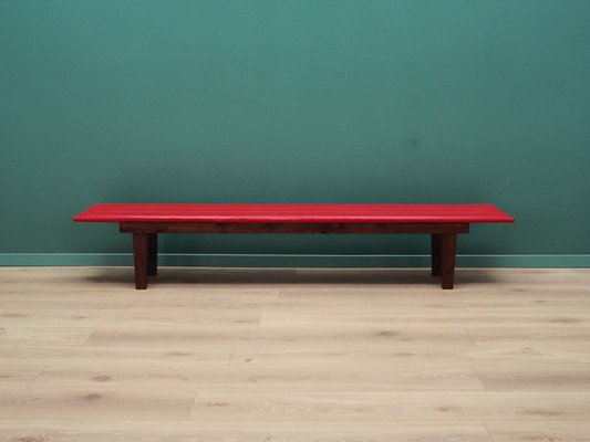 Danish Red Eco Leather Bench, 1990s-VND-2014434