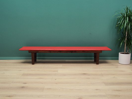 Danish Red Eco Leather Bench, 1990s-VND-2014434