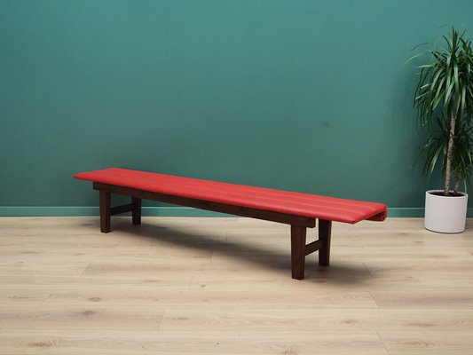 Danish Red Eco Leather Bench, 1990s-VND-2014434