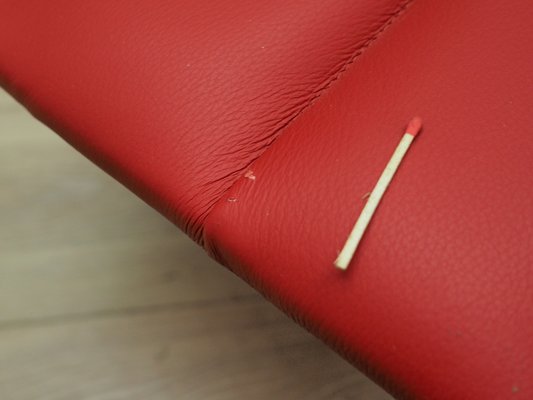 Danish Red Eco Leather Bench, 1990s-VND-2014434