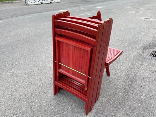 Danish Red Foldable Chairs, 1978, Set of 6-MXB-1431518