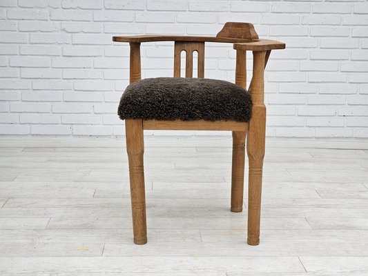 Danish Reupholstered Armchair in Oak, 1950s-TMW-1737057