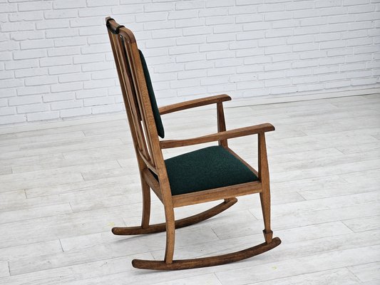 Danish Reupholstered Highback Rocking Chair in Kvadrat Furniture Wool, 1950s-TMW-1725145