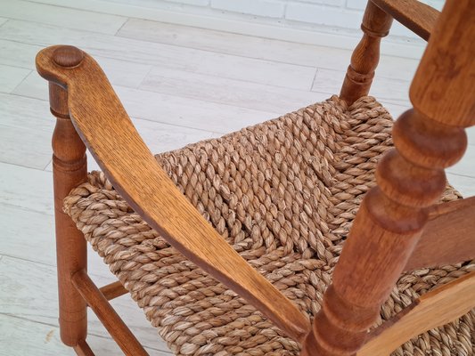 Danish Rocking Chair in Oak & Natural Fiber, 1960s-TMW-1098298