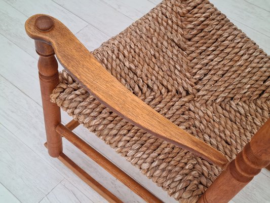 Danish Rocking Chair in Oak & Natural Fiber, 1960s-TMW-1098298