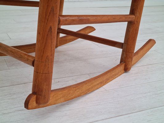 Danish Rocking Chair in Oak & Natural Fiber, 1960s-TMW-1098298