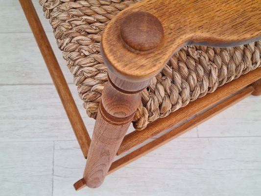 Danish Rocking Chair in Oak & Natural Fiber, 1960s-TMW-1098298