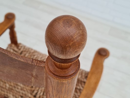 Danish Rocking Chair in Oak & Natural Fiber, 1960s-TMW-1098298