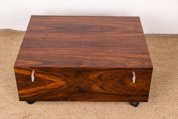 Danish Rolling Coffee Table Chest in Rosewood, 1960s-EMB-1806279