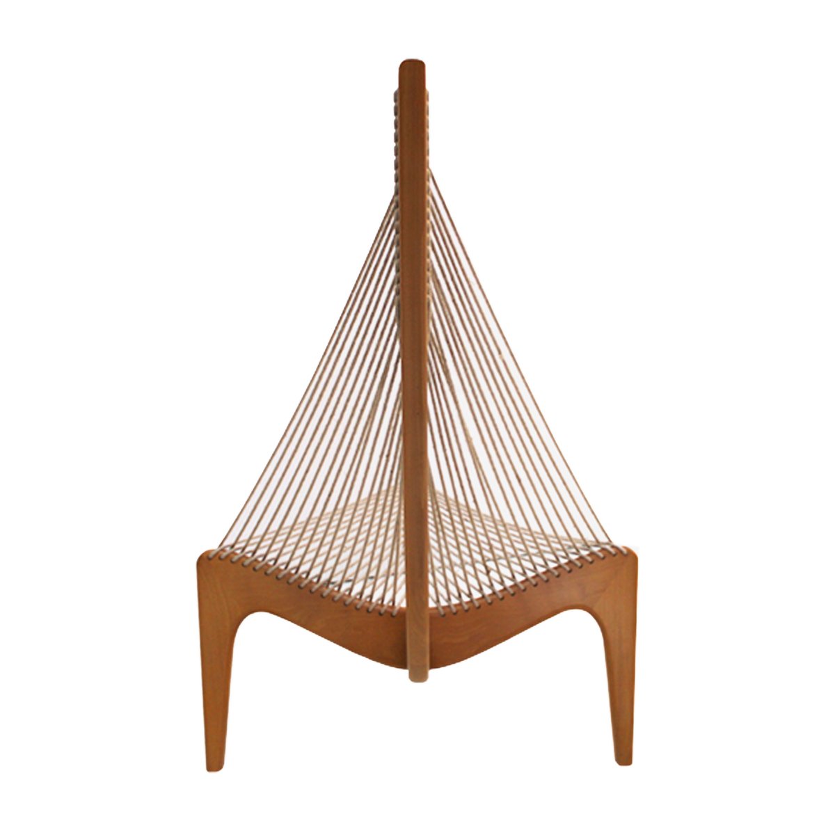 Danish Rope and Black Lacquered Wood Harp Chair by Jørgen Høvelskov, 1960