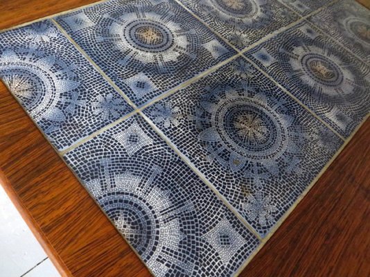 Danish Rosewood and Blue Mosaic Ceramic Tile Coffee Table, 1960s-ED-2020131