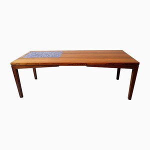 Danish Rosewood and Blue Mosaic Ceramic Tile Coffee Table, 1960s-ED-2020131