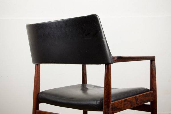 Danish Rosewood and Leather Armchair by Erik Wørts for Soro Stolefabrik-EMB-975009