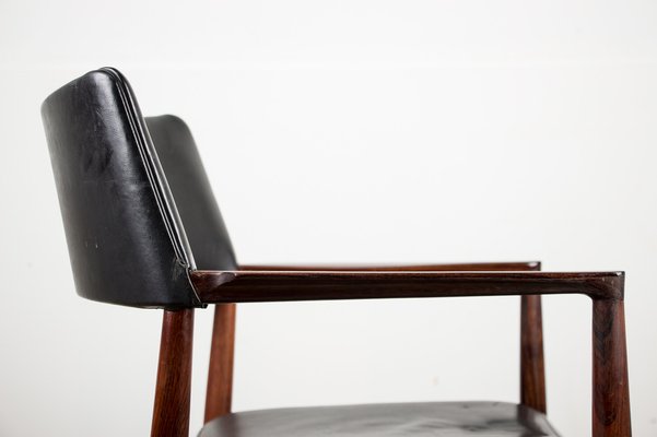 Danish Rosewood and Leather Armchair by Erik Wørts for Soro Stolefabrik-EMB-975009