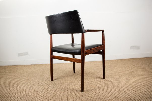 Danish Rosewood and Leather Armchair by Erik Wørts for Soro Stolefabrik-EMB-975009