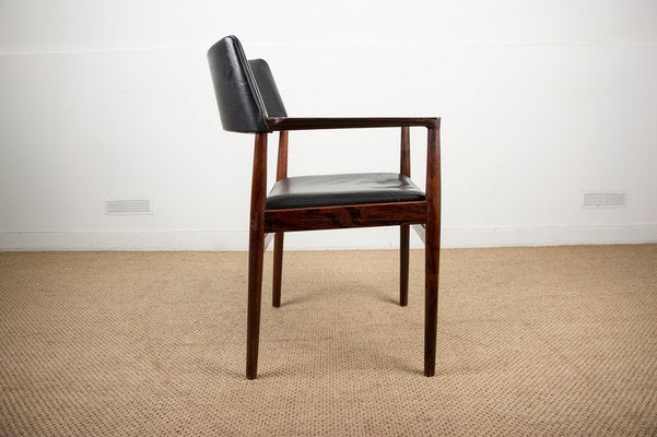 Danish Rosewood and Leather Armchair by Erik Wørts for Soro Stolefabrik-EMB-975009