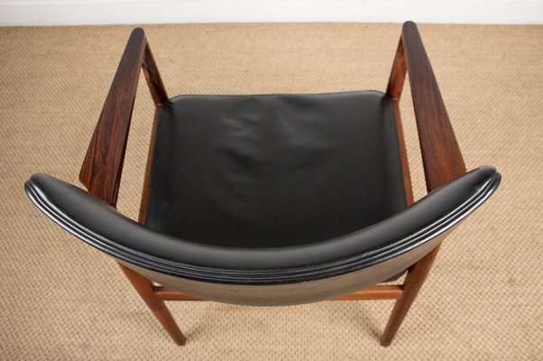 Danish Rosewood and Leather Armchair by Erik Wørts for Soro Stolefabrik-EMB-975009