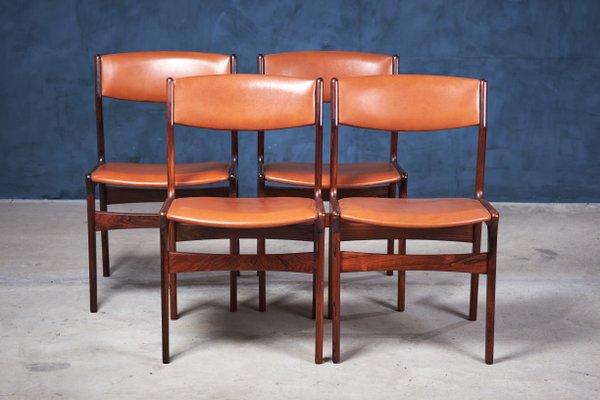 Danish Rosewood and Leather Dining Chairs from NOVA, 1960s, Set of 4-ZGQ-575227