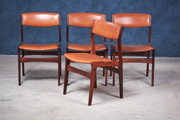 Danish Rosewood and Leather Dining Chairs from NOVA, 1960s, Set of 4-ZGQ-575227