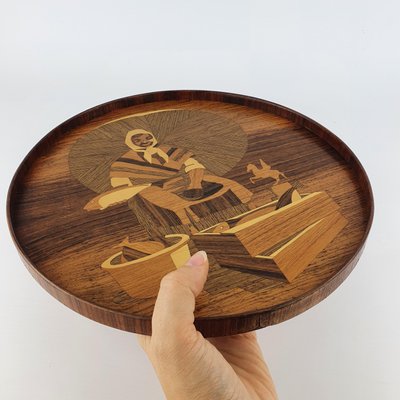 Danish Rosewood and Teak Tray from Intarsia Ringe, 1970s-ZPB-1447314