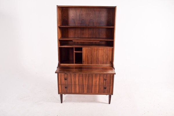 Danish Rosewood Bookcase with Desk & Sliding Doors, 1950s-XWB-890394