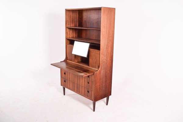 Danish Rosewood Bookcase with Desk & Sliding Doors, 1950s-XWB-890394