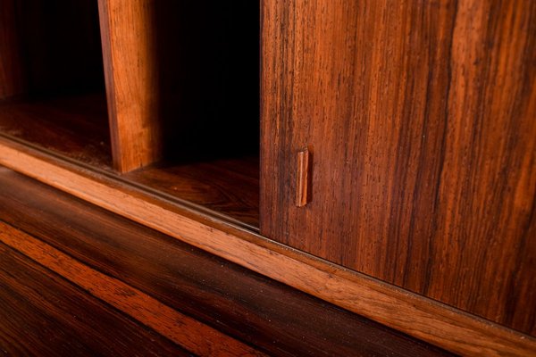 Danish Rosewood Bookcase with Desk & Sliding Doors, 1950s-XWB-890394