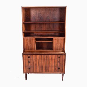 Danish Rosewood Bookcase with Desk & Sliding Doors, 1950s-XWB-890394