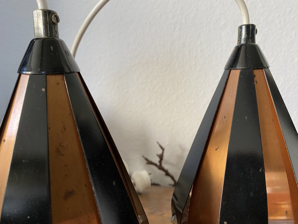 Danish Rosewood Ceiling Lamps by Werner Schou for Coronell, 1960s, Set of 2