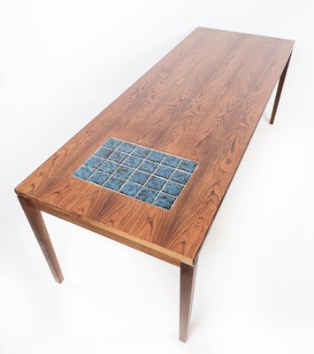 Danish Rosewood Coffee Table with Blue Danish Tiles, 1960s-UY-1000724