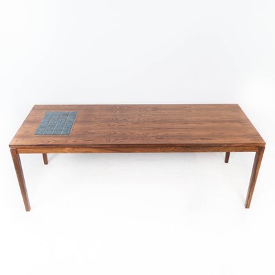 Danish Rosewood Coffee Table with Blue Danish Tiles, 1960s-UY-1000724