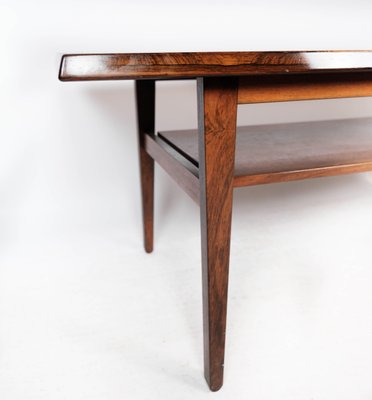 Danish Rosewood Coffee Table with Shelf, 1960s-UY-1000751