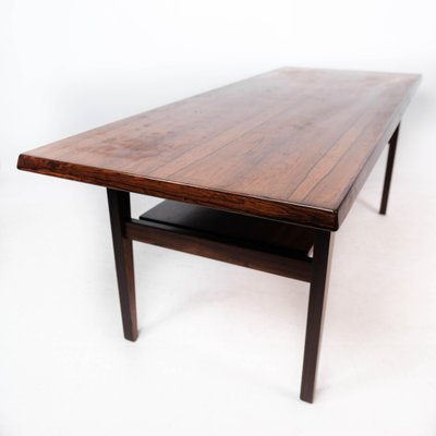 Danish Rosewood Coffee Table with Shelf, 1960s-UY-1000751