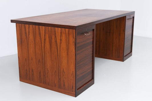 Danish Rosewood Desk with Tambour Doors, 1950s