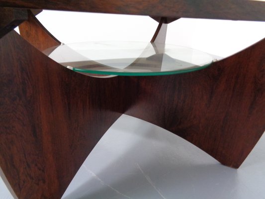 Danish Rosewood & Glass Side Table, 1960s-RDW-1000475