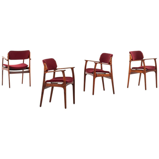 Danish Rosewood Model OD 50 Armchairs by Erik Buch for Odense Maskinsnedkeri, 1957, Set of 4