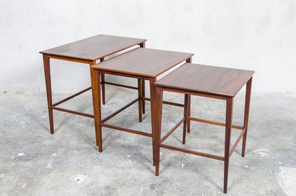 Danish Rosewood Nesting Tables, 1960s, Set of 3-QVY-1128432