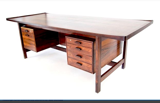 Danish Rosewood Presidential Executive Desk with Floating Top from Sigurd Hansen, 1960s-WZZ-614163