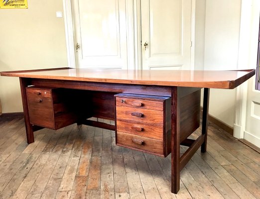 Danish Rosewood Presidential Executive Desk with Floating Top from Sigurd Hansen, 1960s-WZZ-614163