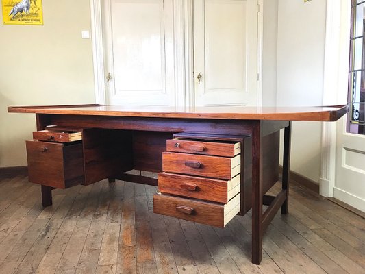 Danish Rosewood Presidential Executive Desk with Floating Top from Sigurd Hansen, 1960s-WZZ-614163