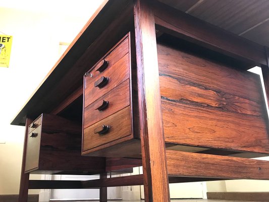 Danish Rosewood Presidential Executive Desk with Floating Top from Sigurd Hansen, 1960s-WZZ-614163