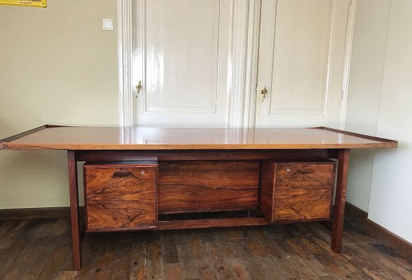 Danish Rosewood Presidential Executive Desk with Floating Top from Sigurd Hansen, 1960s-WZZ-614163