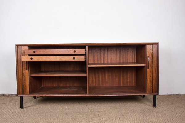 Danish Rosewood Sideboard with Curtain Doors by Henning Kjaernulf for Bruno Hansen, 1960s-EMB-2025366