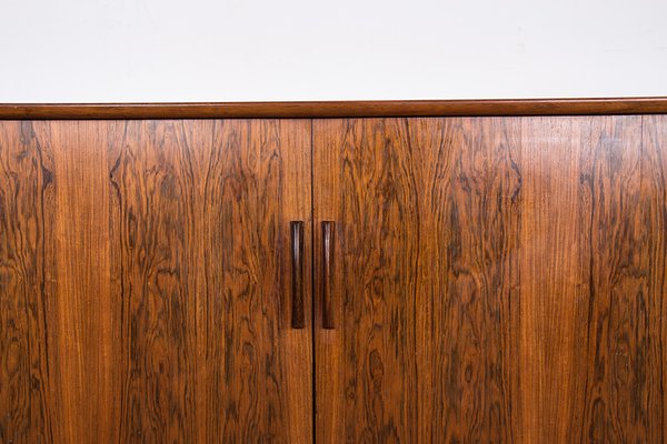 Danish Rosewood Sideboard with Curtain Doors by Henning Kjaernulf for Bruno Hansen, 1960s-EMB-2025366