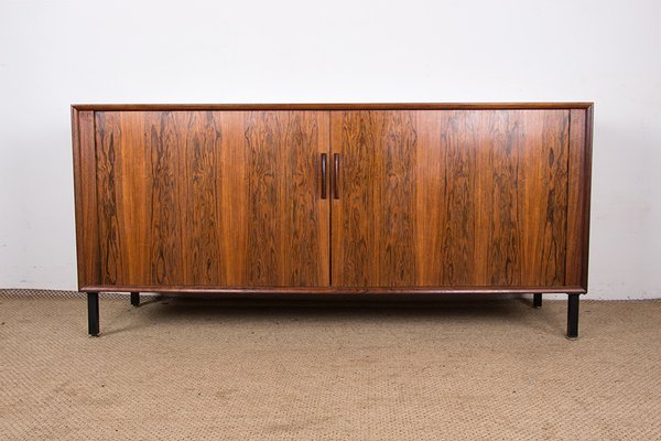 Danish Rosewood Sideboard with Curtain Doors by Henning Kjaernulf for Bruno Hansen, 1960s-EMB-2025366