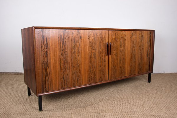 Danish Rosewood Sideboard with Curtain Doors by Henning Kjaernulf for Bruno Hansen, 1960s-EMB-2025366