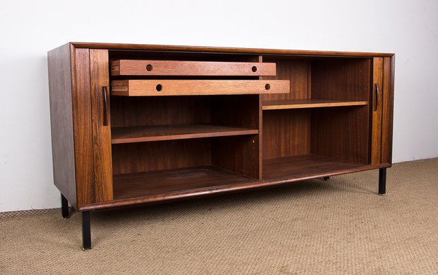 Danish Rosewood Sideboard with Curtain Doors by Henning Kjaernulf for Bruno Hansen, 1960s-EMB-2025366